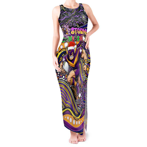 Merry Christmas Storm Tank Maxi Dress Aboriginal Santa Rugby Mascot - Melbourne