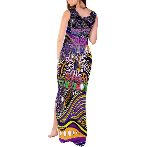 Merry Christmas Storm Tank Maxi Dress Aboriginal Santa Rugby Mascot - Melbourne