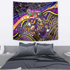 Merry Christmas Storm Tapestry Aboriginal Santa Rugby Mascot - Melbourne