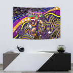 Merry Christmas Storm Tapestry Aboriginal Santa Rugby Mascot - Melbourne