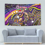 Merry Christmas Storm Tapestry Aboriginal Santa Rugby Mascot - Melbourne
