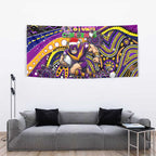 Merry Christmas Storm Tapestry Aboriginal Santa Rugby Mascot - Melbourne