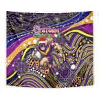 Merry Christmas Storm Tapestry Aboriginal Santa Rugby Mascot - Melbourne