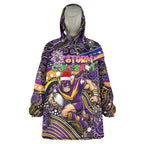 Merry Christmas Storm Wearable Blanket Hoodie Aboriginal Santa Rugby Mascot - Melbourne