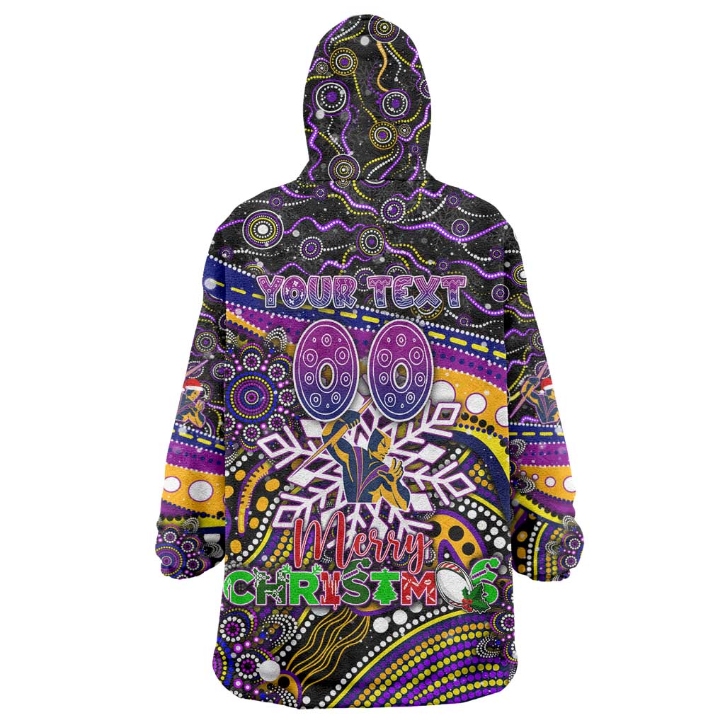 Merry Christmas Storm Wearable Blanket Hoodie Aboriginal Santa Rugby Mascot - Melbourne