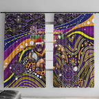 Merry Christmas Storm Window Curtain Aboriginal Santa Rugby Mascot - Melbourne