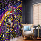 Merry Christmas Storm Window Curtain Aboriginal Santa Rugby Mascot - Melbourne