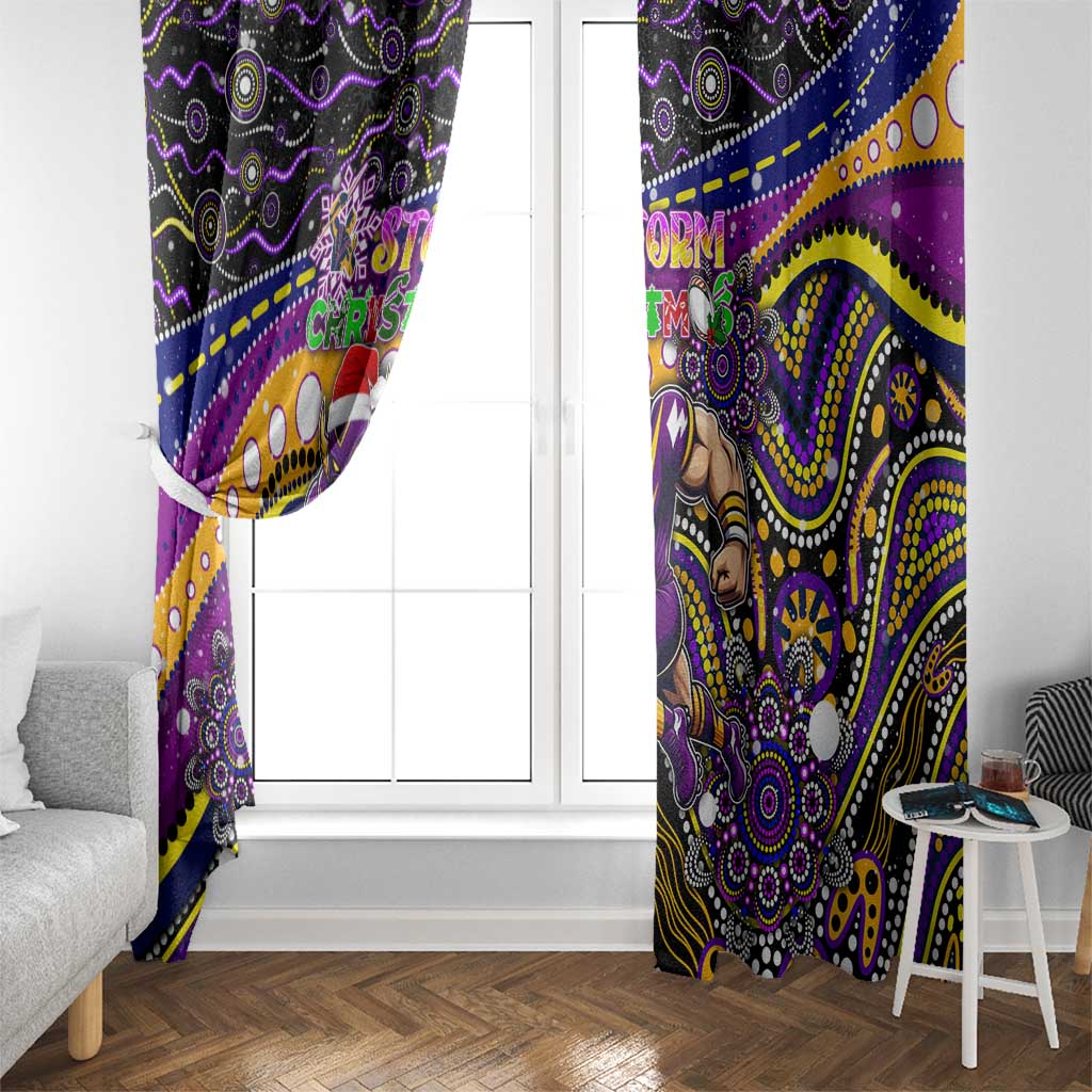 Merry Christmas Storm Window Curtain Aboriginal Santa Rugby Mascot - Melbourne