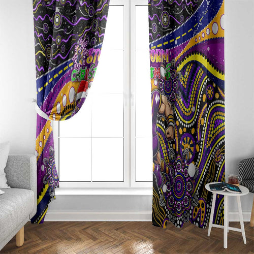 Merry Christmas Storm Window Curtain Aboriginal Santa Rugby Mascot - Melbourne