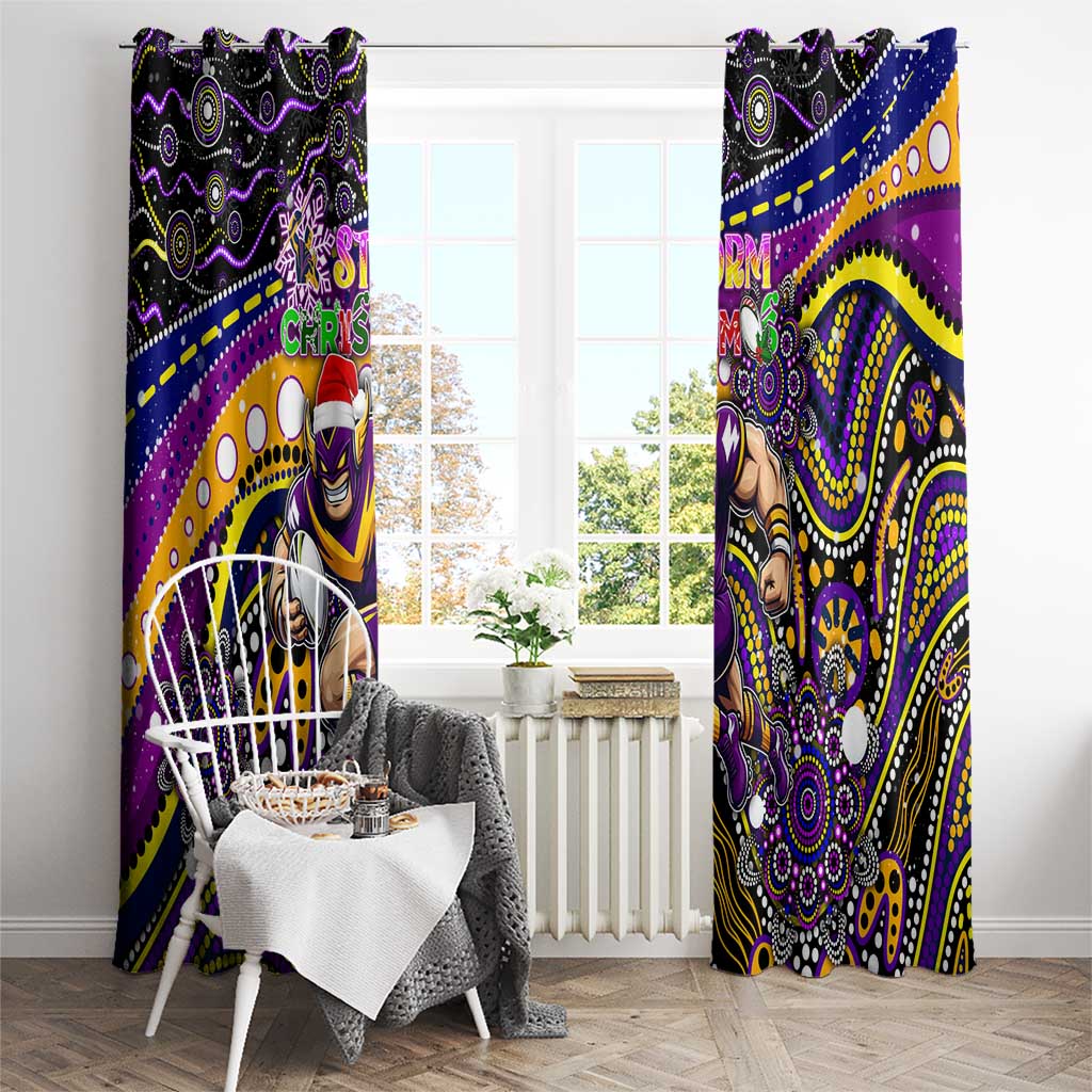 Merry Christmas Storm Window Curtain Aboriginal Santa Rugby Mascot - Melbourne