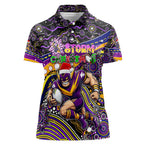 Merry Christmas Storm Women Polo Shirt Aboriginal Santa Rugby Mascot - Melbourne