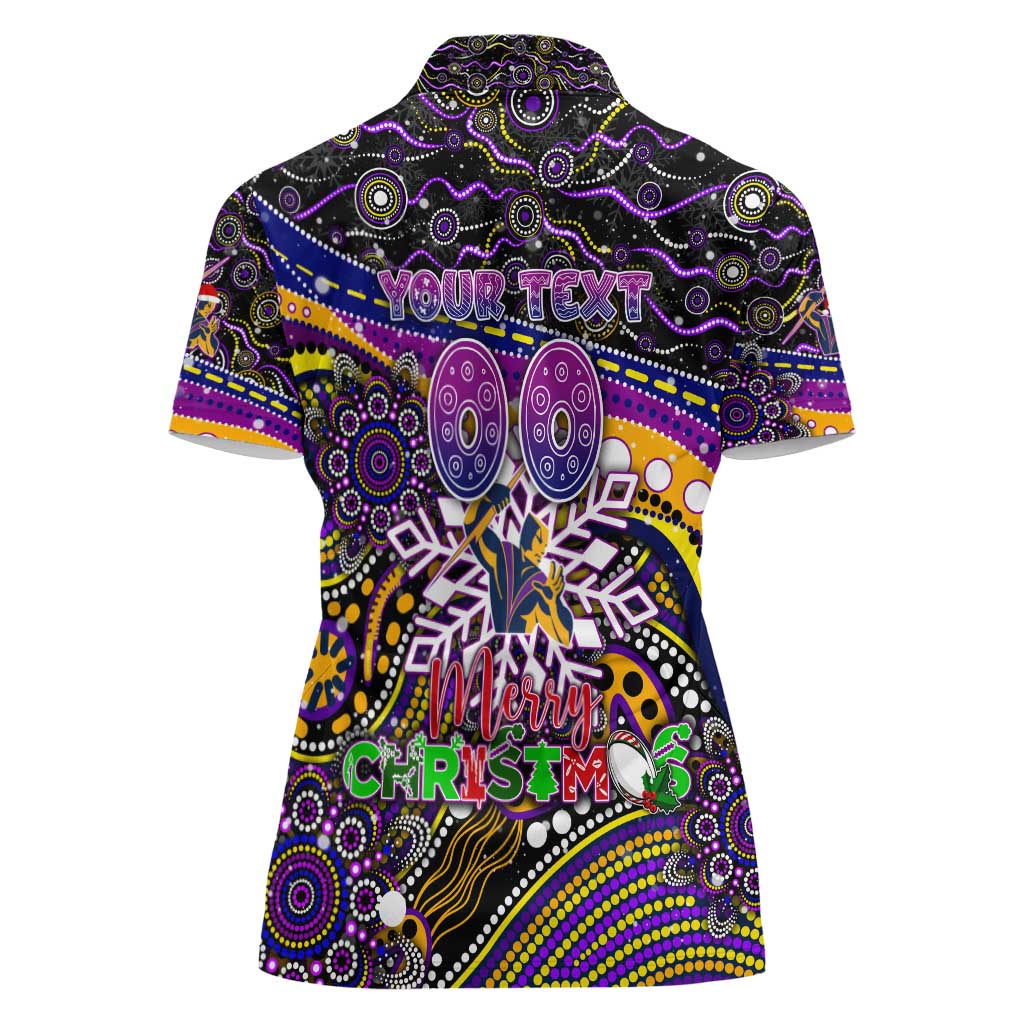 Merry Christmas Storm Women Polo Shirt Aboriginal Santa Rugby Mascot - Melbourne