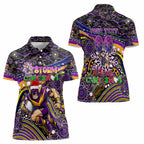 Merry Christmas Storm Women Polo Shirt Aboriginal Santa Rugby Mascot - Melbourne