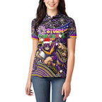 Merry Christmas Storm Women Polo Shirt Aboriginal Santa Rugby Mascot - Melbourne