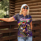 Merry Christmas Storm Women Polo Shirt Aboriginal Santa Rugby Mascot - Melbourne
