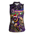 Merry Christmas Storm Women Sleeveless Polo Shirt Aboriginal Santa Rugby Mascot - Melbourne