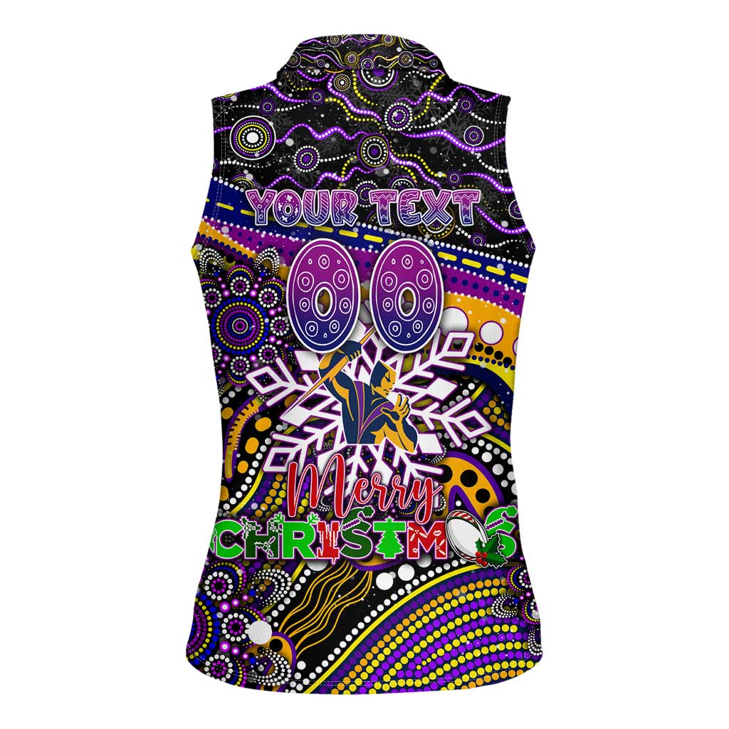 Merry Christmas Storm Women Sleeveless Polo Shirt Aboriginal Santa Rugby Mascot - Melbourne