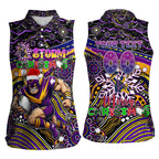 Merry Christmas Storm Women Sleeveless Polo Shirt Aboriginal Santa Rugby Mascot - Melbourne