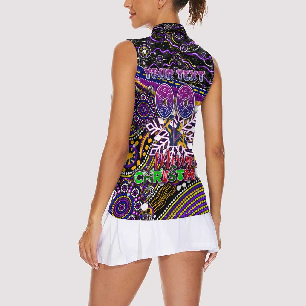 Merry Christmas Storm Women Sleeveless Polo Shirt Aboriginal Santa Rugby Mascot - Melbourne