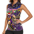 Merry Christmas Storm Women Sleeveless Polo Shirt Aboriginal Santa Rugby Mascot - Melbourne