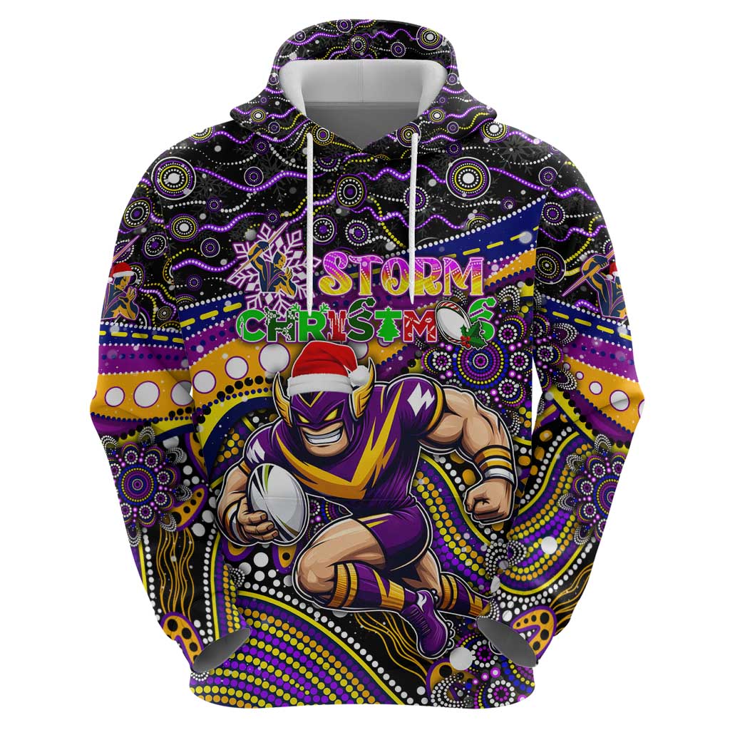 Merry Christmas Storm Zip Hoodie Aboriginal Santa Rugby Mascot - Melbourne