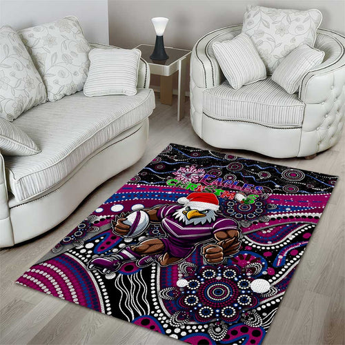 Merry Christmas Manly Warringah Sea Eagles Area Rug Aboriginal Santa Rugby Mascot - Silvertails