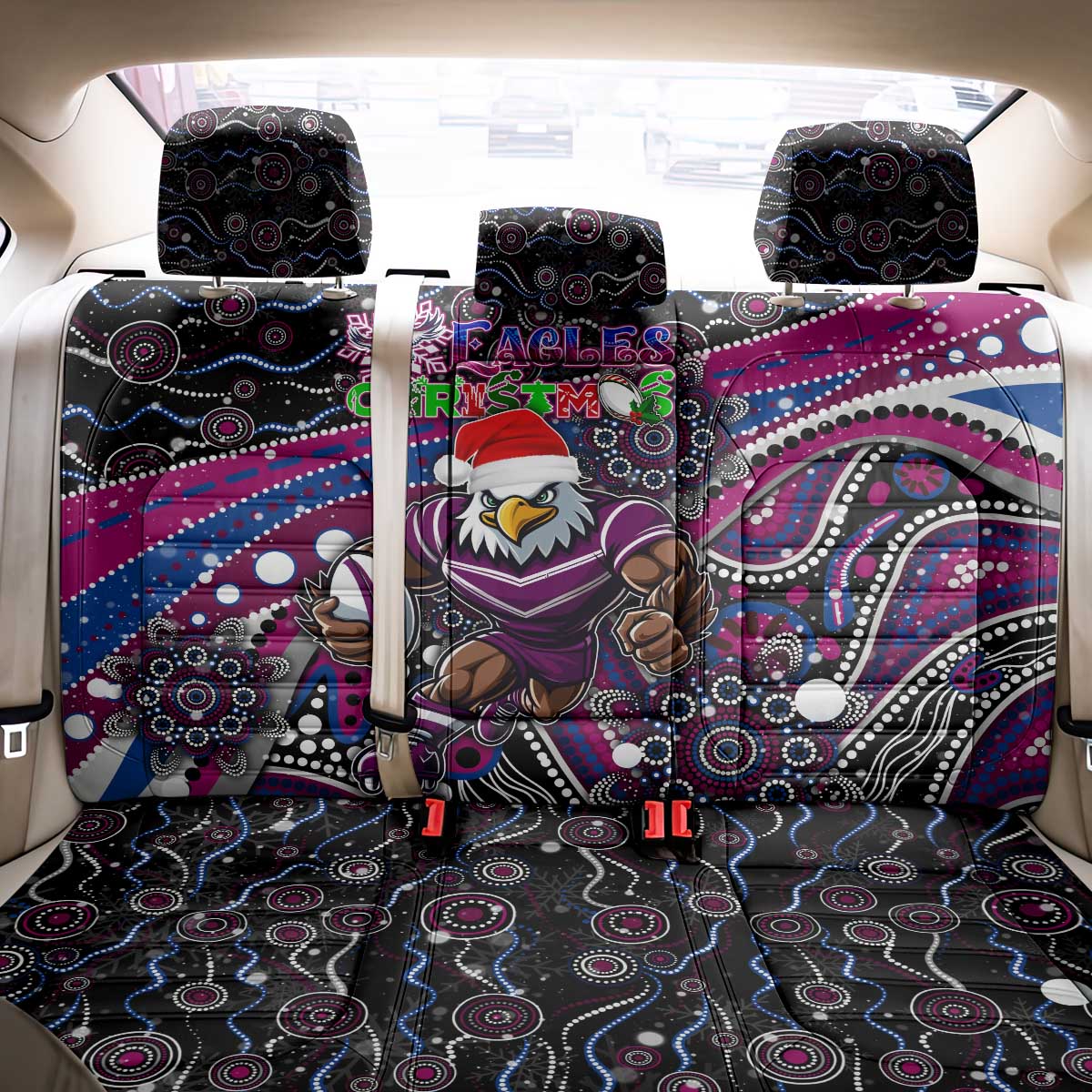 Merry Christmas Manly Warringah Sea Eagles Back Car Seat Cover Aboriginal Santa Rugby Mascot - Silvertails