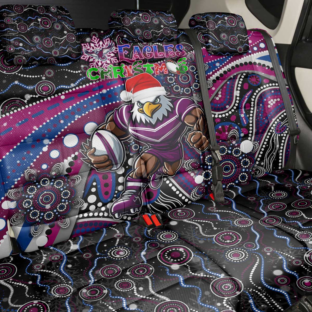 Merry Christmas Manly Warringah Sea Eagles Back Car Seat Cover Aboriginal Santa Rugby Mascot - Silvertails