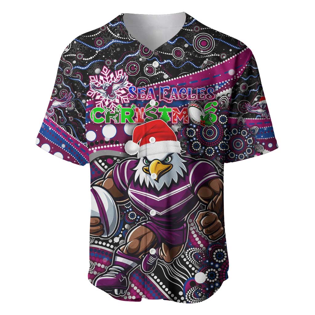 Merry Christmas Manly Warringah Sea Eagles Baseball Jersey Aboriginal Santa Rugby Mascot - Silvertails