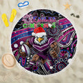 Merry Christmas Manly Warringah Sea Eagles Beach Blanket Aboriginal Santa Rugby Mascot - Silvertails