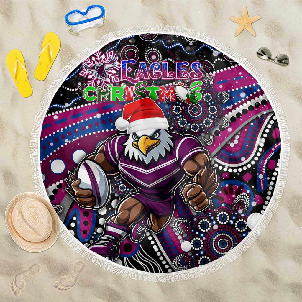 Merry Christmas Manly Warringah Sea Eagles Beach Blanket Aboriginal Santa Rugby Mascot - Silvertails