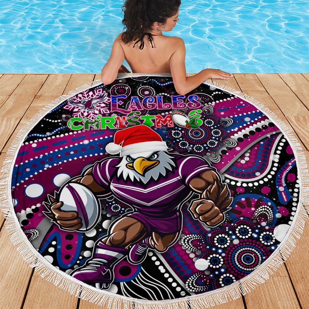 Merry Christmas Manly Warringah Sea Eagles Beach Blanket Aboriginal Santa Rugby Mascot - Silvertails