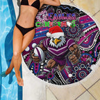 Merry Christmas Manly Warringah Sea Eagles Beach Blanket Aboriginal Santa Rugby Mascot - Silvertails