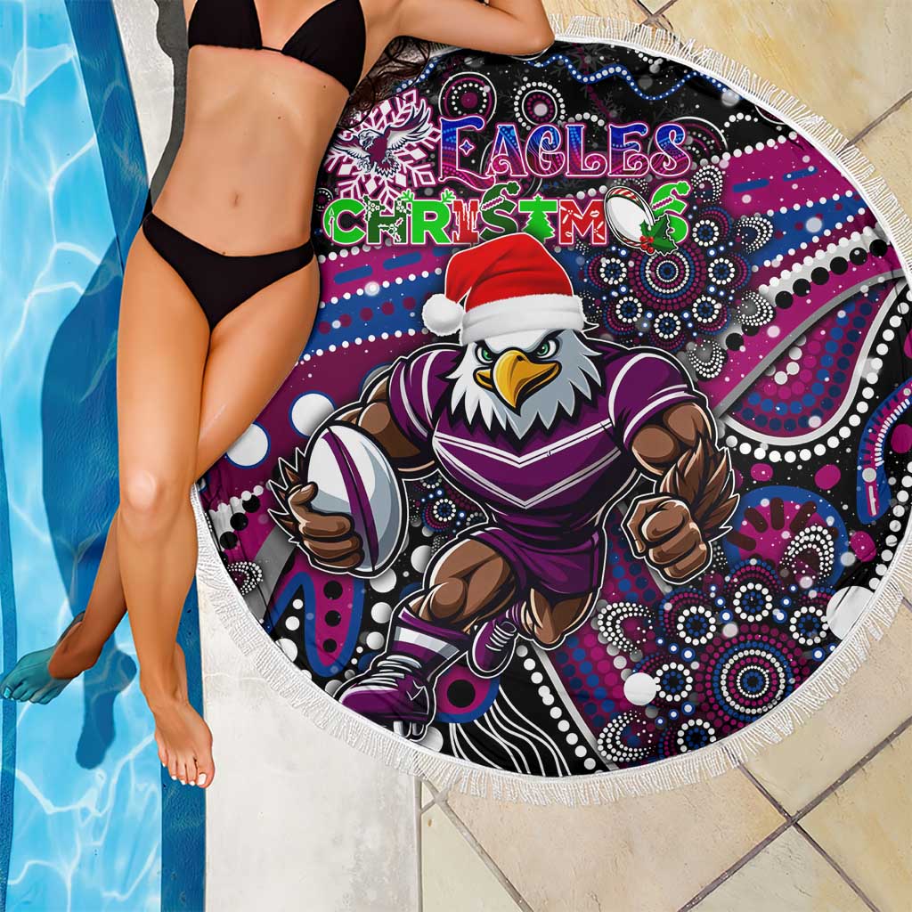 Merry Christmas Manly Warringah Sea Eagles Beach Blanket Aboriginal Santa Rugby Mascot - Silvertails
