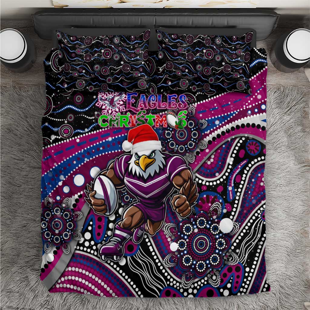 Merry Christmas Manly Warringah Sea Eagles Bedding Set Aboriginal Santa Rugby Mascot - Silvertails