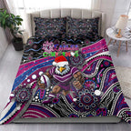 Merry Christmas Manly Warringah Sea Eagles Bedding Set Aboriginal Santa Rugby Mascot - Silvertails