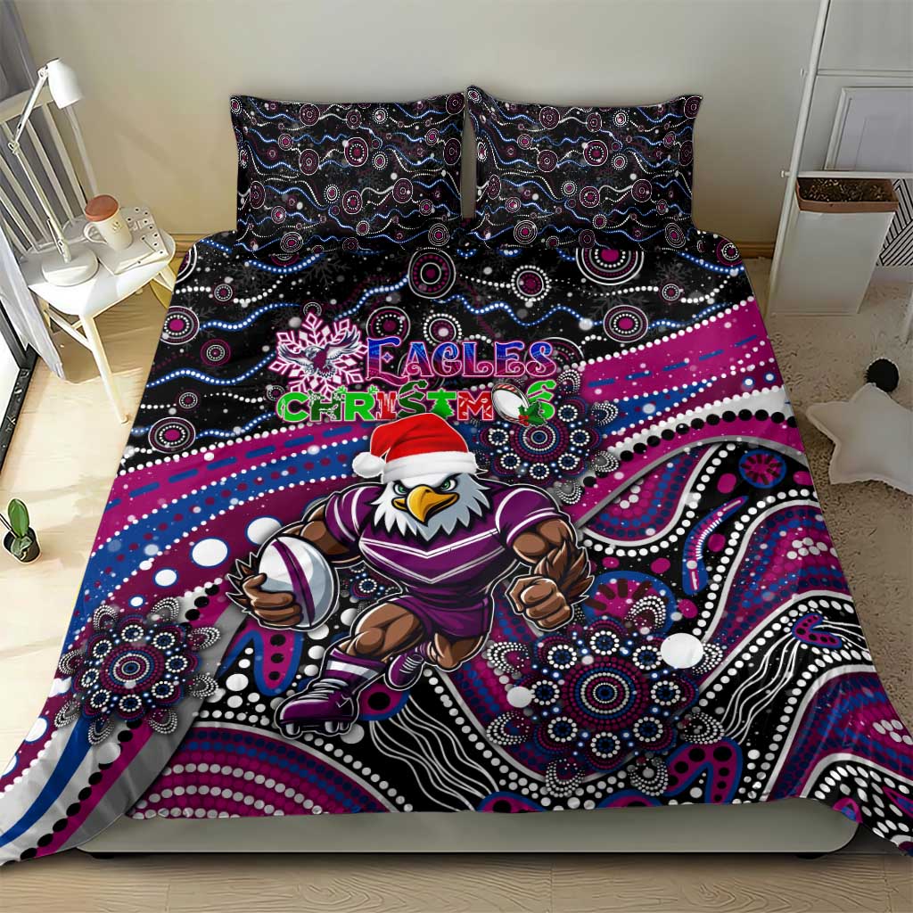 Merry Christmas Manly Warringah Sea Eagles Bedding Set Aboriginal Santa Rugby Mascot - Silvertails