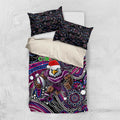 Merry Christmas Manly Warringah Sea Eagles Bedding Set Aboriginal Santa Rugby Mascot - Silvertails