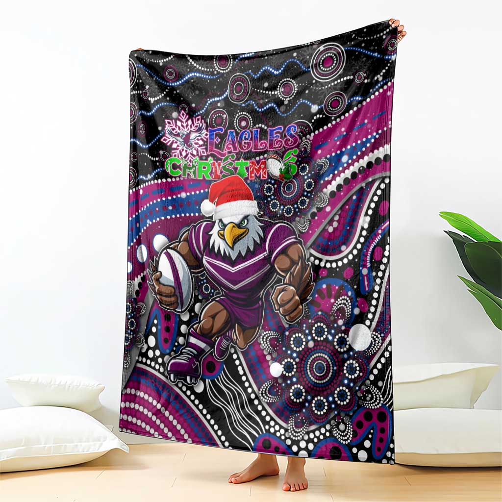 Merry Christmas Manly Warringah Sea Eagles Blanket Aboriginal Santa Rugby Mascot - Silvertails
