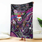 Merry Christmas Manly Warringah Sea Eagles Blanket Aboriginal Santa Rugby Mascot - Silvertails