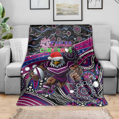 Merry Christmas Manly Warringah Sea Eagles Blanket Aboriginal Santa Rugby Mascot - Silvertails