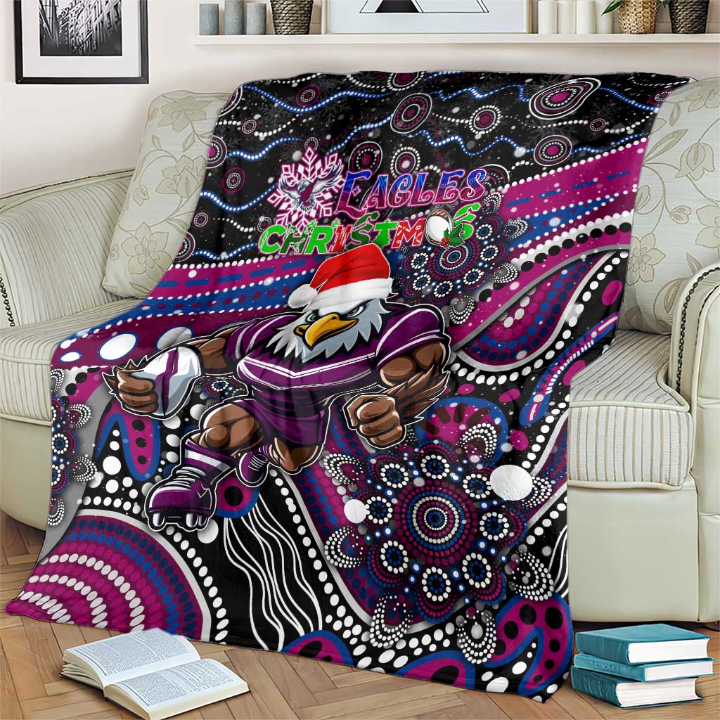Merry Christmas Manly Warringah Sea Eagles Blanket Aboriginal Santa Rugby Mascot - Silvertails
