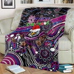 Merry Christmas Manly Warringah Sea Eagles Blanket Aboriginal Santa Rugby Mascot - Silvertails