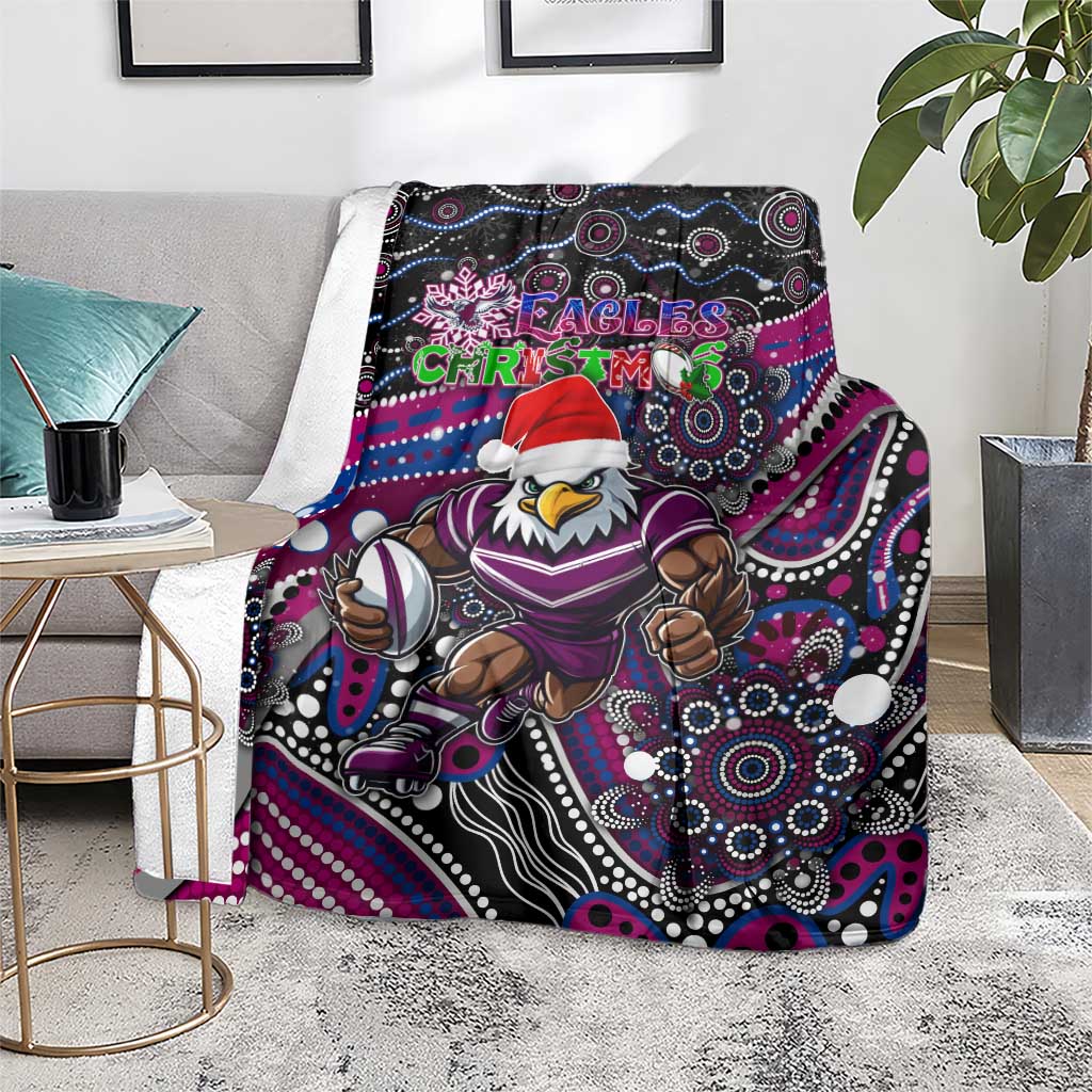 Merry Christmas Manly Warringah Sea Eagles Blanket Aboriginal Santa Rugby Mascot - Silvertails