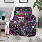 Merry Christmas Manly Warringah Sea Eagles Blanket Aboriginal Santa Rugby Mascot - Silvertails