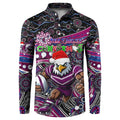 Merry Christmas Manly Warringah Sea Eagles Button Sweatshirt Aboriginal Santa Rugby Mascot - Silvertails