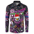 Merry Christmas Manly Warringah Sea Eagles Button Sweatshirt Aboriginal Santa Rugby Mascot - Silvertails