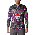 Merry Christmas Manly Warringah Sea Eagles Button Sweatshirt Aboriginal Santa Rugby Mascot - Silvertails