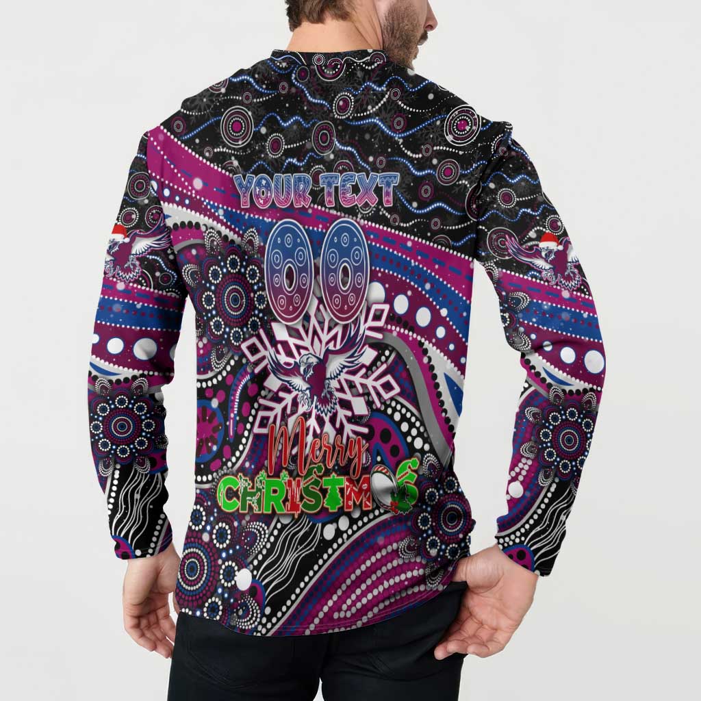 Merry Christmas Manly Warringah Sea Eagles Button Sweatshirt Aboriginal Santa Rugby Mascot - Silvertails