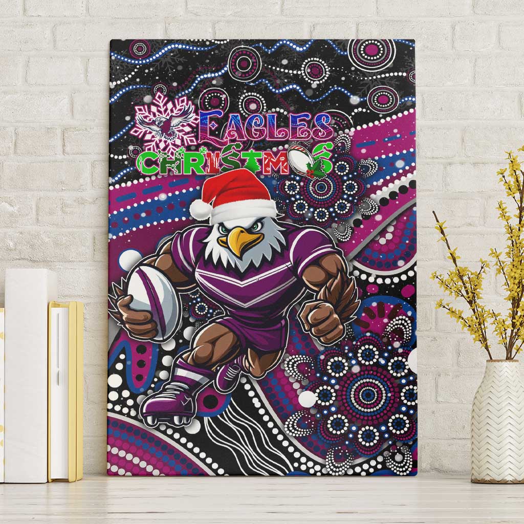Merry Christmas Manly Warringah Sea Eagles Canvas Wall Art Aboriginal Santa Rugby Mascot - Silvertails